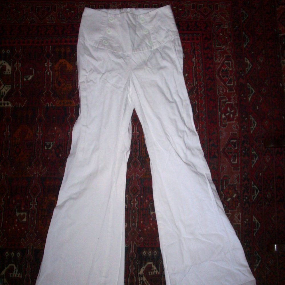Womens M Dress Pants Slacks White Wide Leg Flare High Rise by Necessary Objects